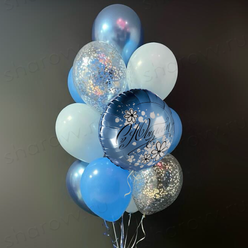 Фонтан шаров на юбилей "Лазурный вальс"