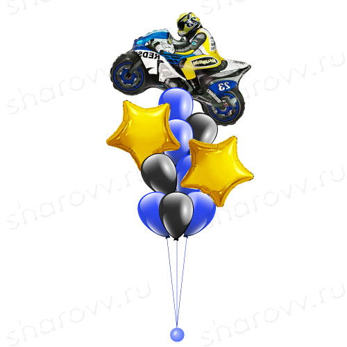 Фонтан из шаров "Звёздный мото-драйвер"