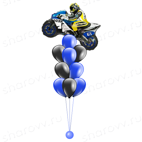 Фонтан из шаров "Синий мотоцикл"