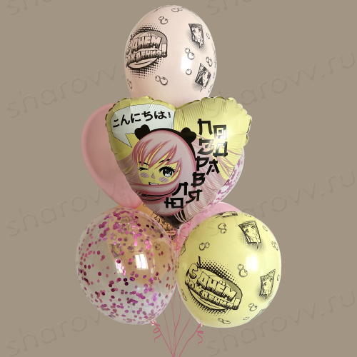 Фонтан-пирамида из шаров "Аниме рандеву"