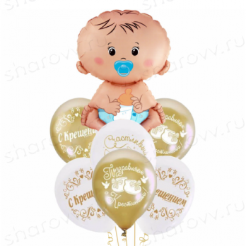 Фонтан из шаров "Счастливых Крестин, малыш!" Фонтан из шаров "Счастливых Крестин, малыш!"