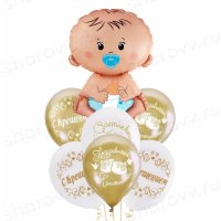 Фонтан из шаров "Счастливых Крестин, малыш!"