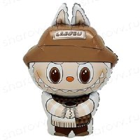 Шар фигура фольга "Монстрик зубастый коричневый"