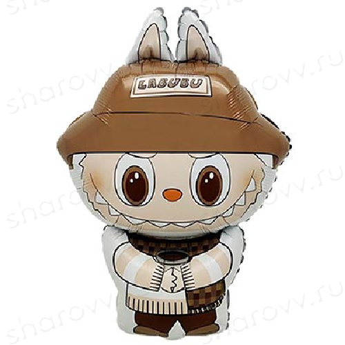 Шар фигура фольга "Монстрик зубастый коричневый"