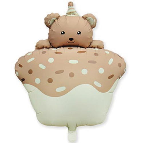 Шар фигура "Кексик с мишкой бежевый"