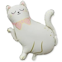 Шар фигура "Кошечка с лапкой белая"