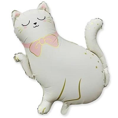 Шар фигура "Кошечка с лапкой белая"