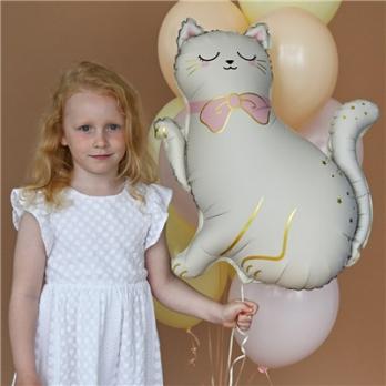 Шар фигура "Кошечка с лапкой белая"