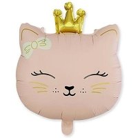 Шар фигура "Кошечка с короной розовая"