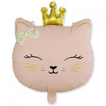 Шар фигура "Кошечка с короной розовая"