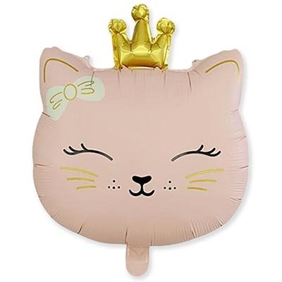 Шар фигура "Кошечка с короной розовая"