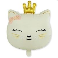 Шар фигура "Кошечка с короной бежевая"