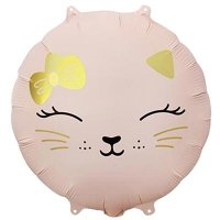 Шар круг "Кошечка с бантом розовая"