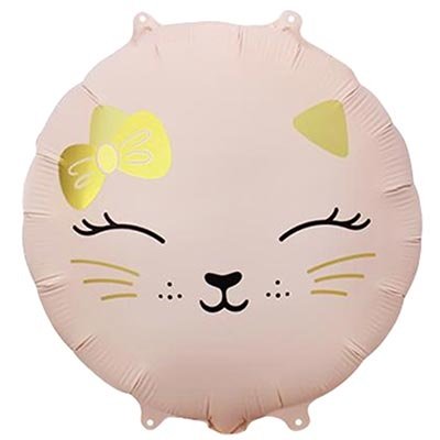 Шар круг "Кошечка с бантом розовая"