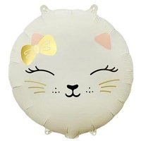 Шар круг "Кошечка с бантом бежевая"