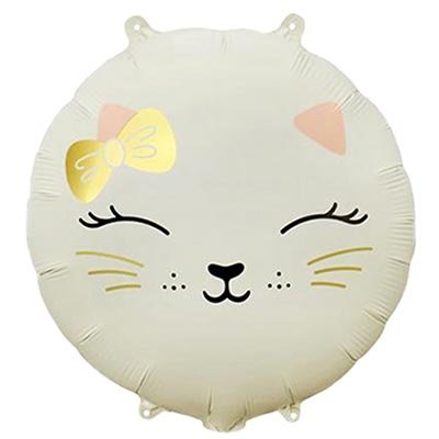 Шар круг "Кошечка с бантом бежевая"