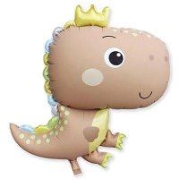 Шар фигура "Динозаврик в короне бежевый"