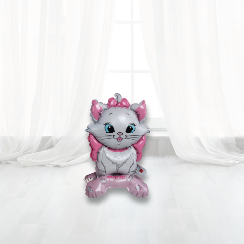 Шар фигура "Кошечка белая с бантом"