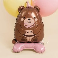 Шар фигура "Мишка розовый колпачок"