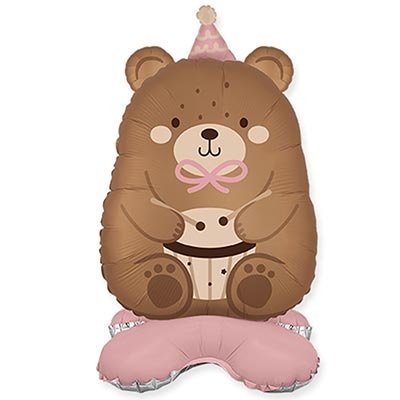 Шар фигура "Мишка розовый колпачок"