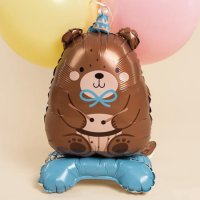 Шар фигура "Мишка голубой колпачок"