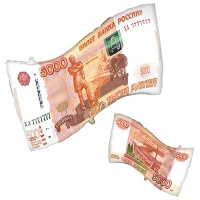 Шар фигура "Денежная купюра 5000 РУБЛЕЙ"