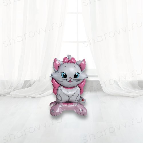 Шар фигура "Кошечка белая с бантом"