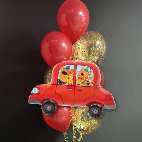 Фонтан из шаров "Автопутешествие котов"