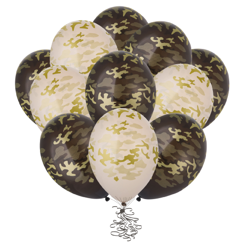 Шары латекс "Камуфляж чёрно-бежевый"