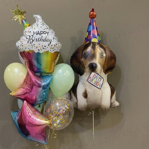 Сет из шаров "Сладкий маффин и щенок в колпаке"