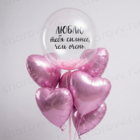 Фонтан из шаров "Люблю тебя сильнее, чем очень"