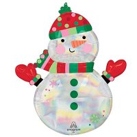 Шар фигура "Снеговик голография"