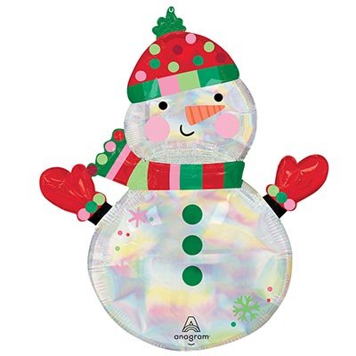 Шар фигура "Снеговик голография"