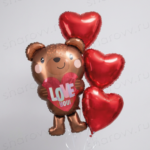 Фонтан из шаров "Любовный пазл"