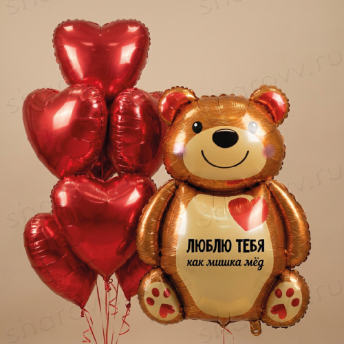 Композиция из шаров "Тайна мишки"