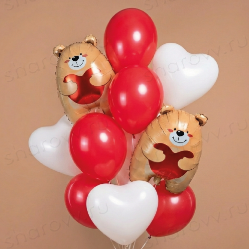 Фонтан из шаров "Влюбленные медвежата"