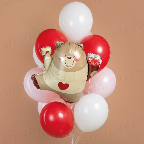 Фонтан из шаров "Послание мишки"