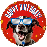 Шар фольга "Песик в очках"