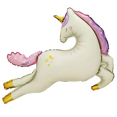 Шар фигура "Единорог летящий сатин"