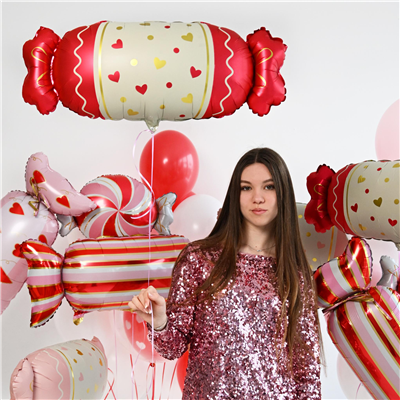 Шар фигура "Конфета сердца красные"
