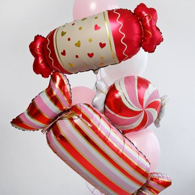 Шар фигура "Конфета сердца красные"