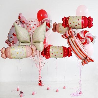 Шар фигура "Конфета сердца розовые"