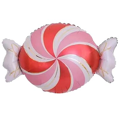 Шар фигура "Конфета завитки розово-красные"