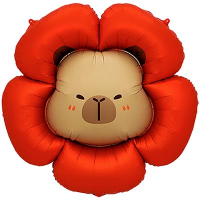 Шар фигура "Капибара цветок красный"