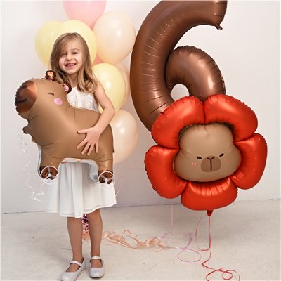 Шар фигура "Капибара цветок красный"