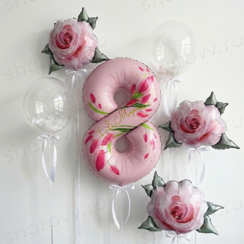 Композиция из шаров "Восьмое чудо марта"