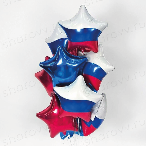 Фонтан из шаров "Триколор звёздный"