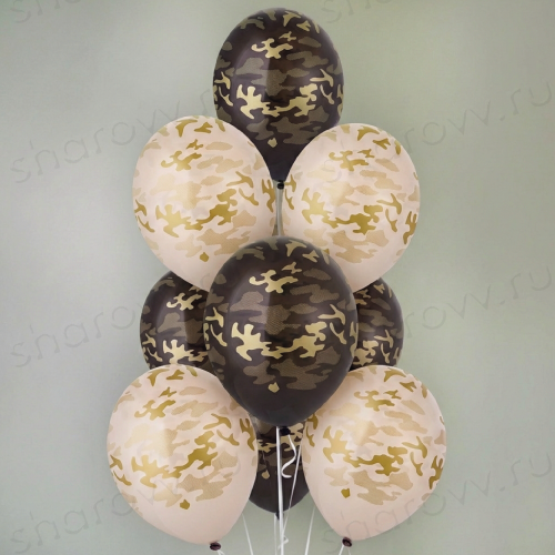 Фонтан из шаров "Камуфляж чёрный беж"