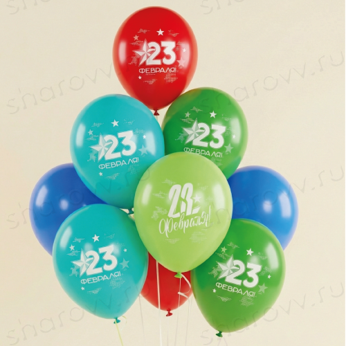 Облако из шаров ассорти "23! С Днём Защитника Отечества!"
