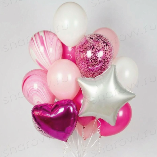 Облако из шаров ассорти "Малиновый блюз"